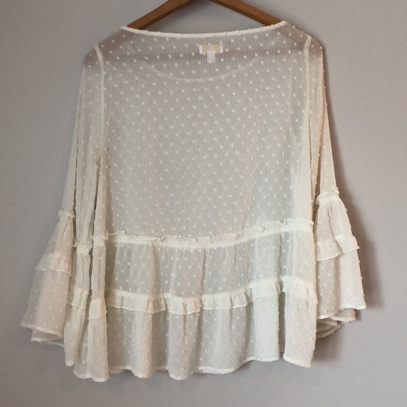 Charming Charlie Shirt Size Small Cream Sheer Flare Sleeves - Picture 8 of 8